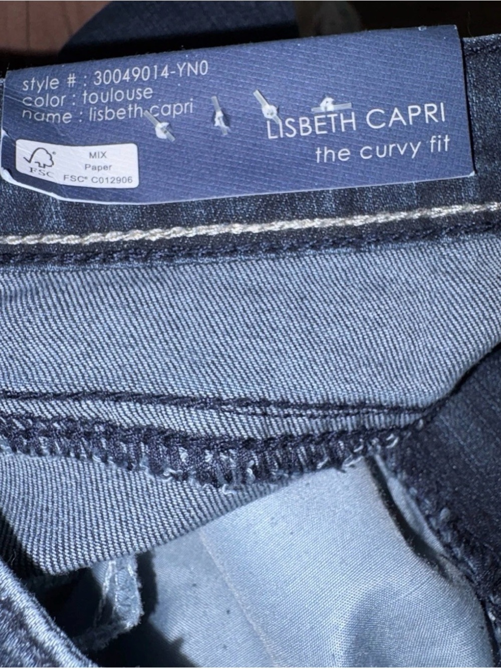 Bandolino Curvy Skinny Cropped Pants Blue Lisbeth Capri Flawless Stretch SZ 16 - Picture 6 of 8